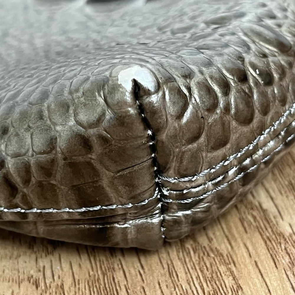 Brahmin Smokey Taupe Melbourne Clutch Croc-Embossed Leather Brown Croc - Picture 10 of 15